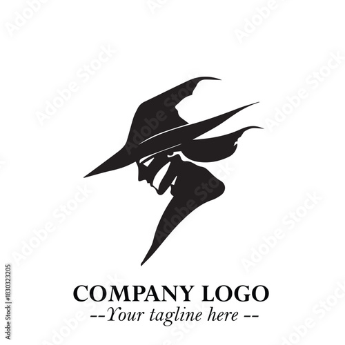 Mystical Black Witch Logo Symbol on White Background for Modern Magical Branding Design Effects