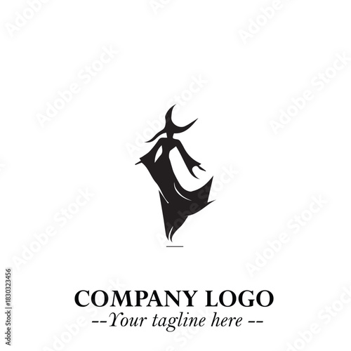 Mystical Black Witch Logo Symbol on White Background for Modern Magical Branding Design Effects