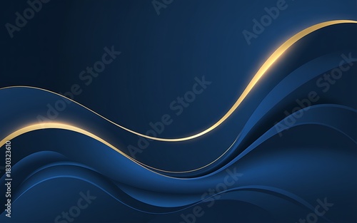 Gold Ribbon Wave on Blue