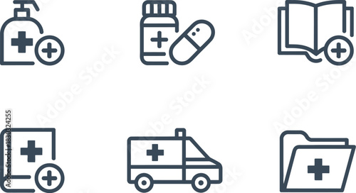 Set of medical and healthcare icons isolated on