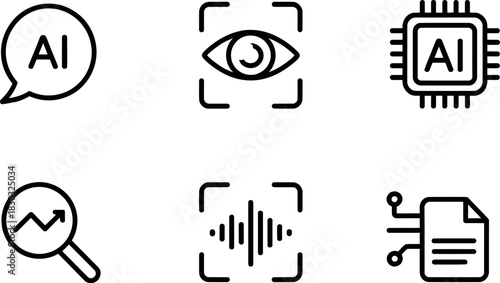 Artificial intelligence icons isolated on