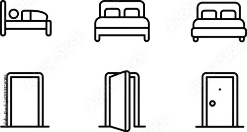 Set of furniture and accommodation icons isolated on