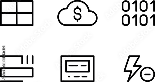 Finance and technology icons isolated on