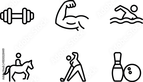 Sports and fitness icons isolated on