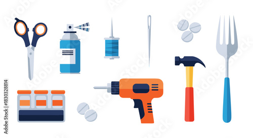 Collection of various tools and equipment for different tasks.