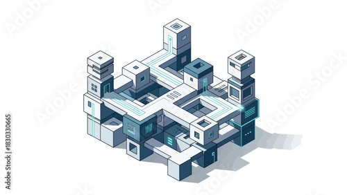 Isometric illustration of an impossible cube structure a geometric puzzle isolated on white background