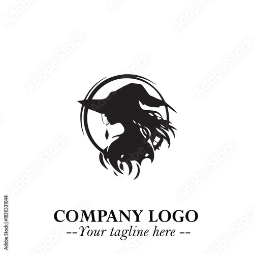 Mystical Black Witch Logo Symbol on White Background for Modern Magical Branding Design Effects