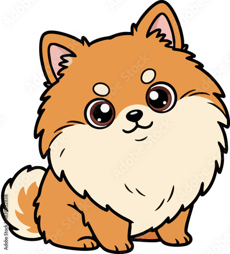 Adorable fluffy Pomeranian puppy cartoon vector graphic