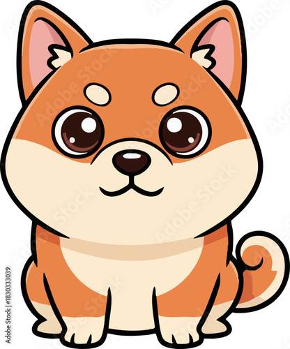 Cute cartoon Shiba Inu dog sitting illustration graphic