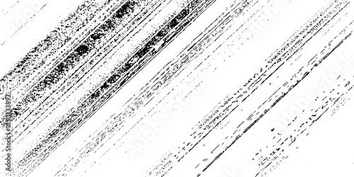 Abstract texture grunge made of diagonal streaks and distressed lines, black ink on a white background. grunge scratch patterns, chaotic linear noise. dirty monochrome pattern of the old worn surface.