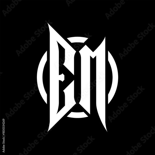 EM Monogram Logo on Black Background