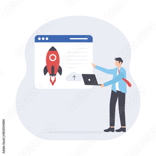 Launching website Flat Vector Illustration EPS 10 File