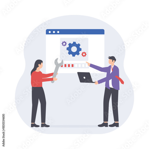 Website Update Flat Vector Illustration EPS 10 File    