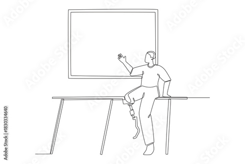 People with disabilities in business concept one-line drawing