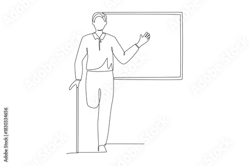 People with disabilities in business concept one-line drawing