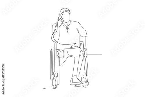 People with disabilities in business concept one-line drawing