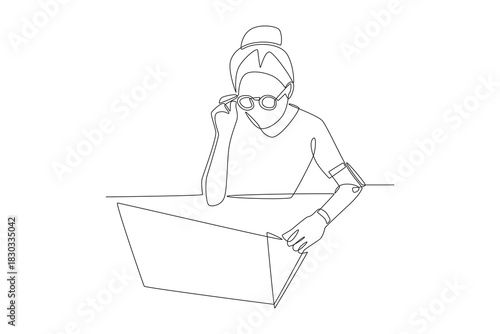 People with disabilities in business concept one-line drawing