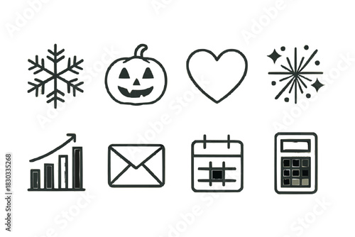 This set of business vector icons includes common web symbols like mail, phone, home, and arrow for a complete contact illustration design element
