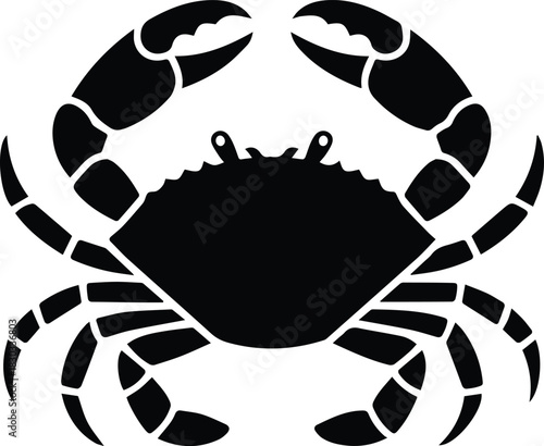 Minimalist black crab seafood silhouette vector icon