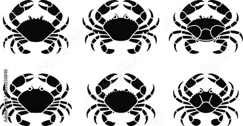 Minimalist black crab seafood silhouette vector icon