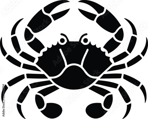 Minimalist black crab seafood silhouette vector icon