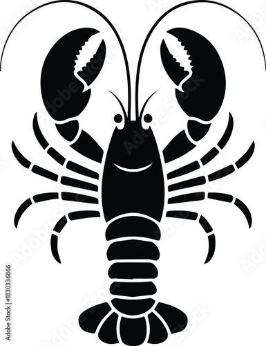 Minimalist black lobster seafood silhouette vector icon