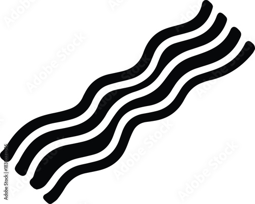 Minimalist black wavy bacon strip meat silhouette vector icon