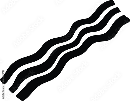 Minimalist black wavy bacon strip meat silhouette vector icon