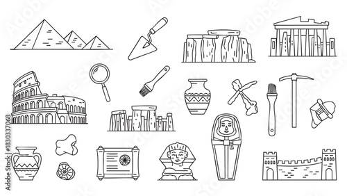 Elegant ancient greek vase illustration in simple black and white line art