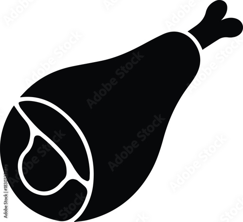 Minimalist black ham hock pork meat silhouette vector icon