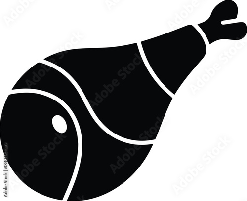 Minimalist black ham hock pork meat silhouette vector icon