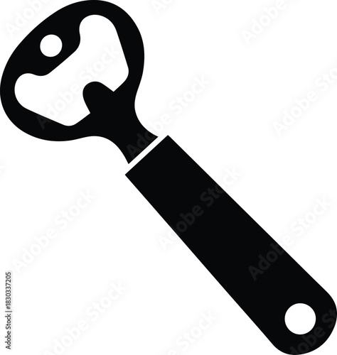 Minimalist black manual can opener kitchen utensil silhouette vector icon