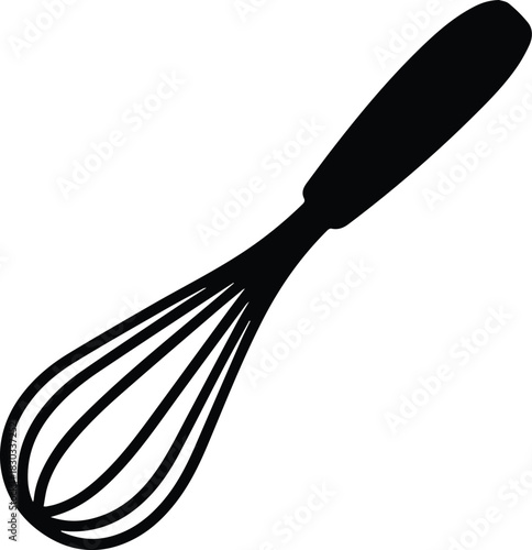 Minimalist black wire whisk kitchen utensil silhouette vector icon