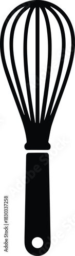 Minimalist black wire whisk kitchen utensil silhouette vector icon