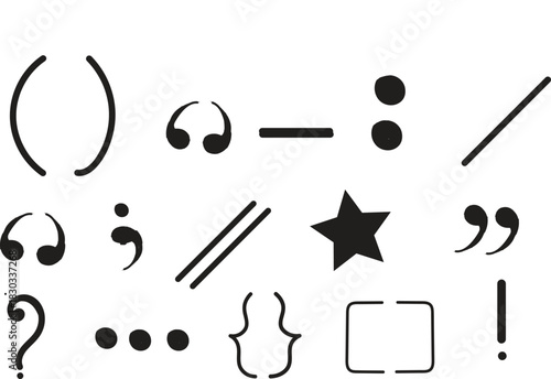 Collection of punctuation marks and symbols on white background