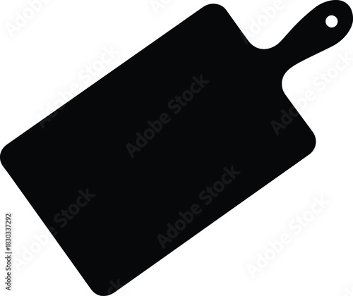 Minimalist black cutting board kitchen utensil silhouette vector icon