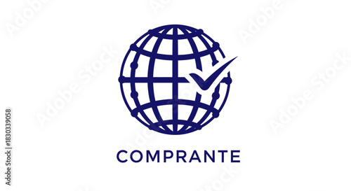 Comprante logo featuring a globe with a checkmark.