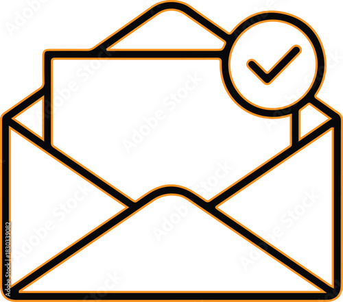 Open envelope with paper and checkmark icon
