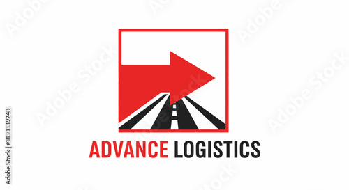 Advance Logistics logo with red arrow and road in a square frame.