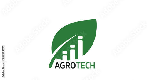 Agrotech logo featuring a green leaf and bar graph.