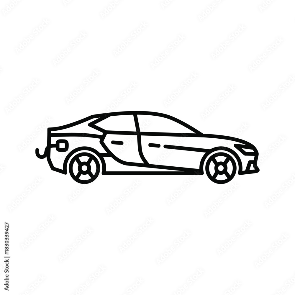 Fototapeta premium Modern car outline icon, electric vehicle charge point concept