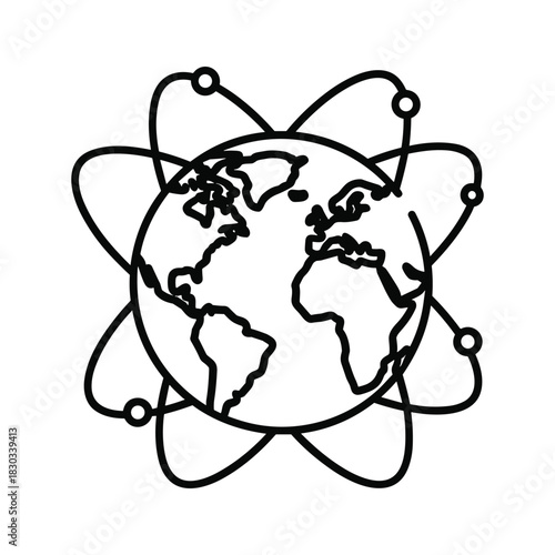 Global network connections around planet earth, technology icon