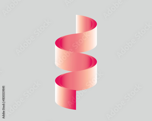 Abstract Twisting Ribbon in Gradient Peach and Cream Pink Tones