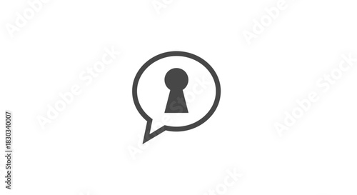 A speech bubble with a keyhole in the center, icon.