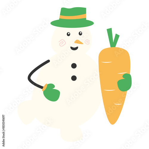Merry Christmas and happy new year with cute snowman in winter costume