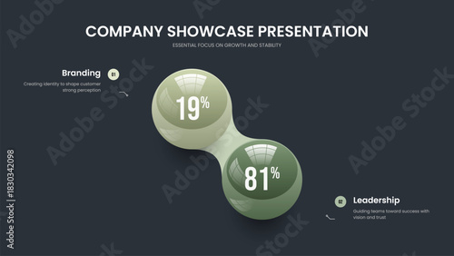 Corporate Forecast Two Step Diagram Frame Layout. Marketing Briefing 2 Element Chart Slide Template. Digital Development Presentation Design Vector Illustration.
