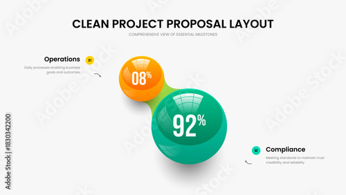 Project Planning 2 Step Graph Frame Design. Clean Innovation Two Option Infographic Slideshow Layout. Digital Development Presentation Template Vector Illustration.