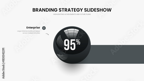Investor Briefing Frame Design Vector Illustration. Minimalist Performance One Option Graph Slideshow Layout. Business Visualization 1 Element Chart Slide Template.