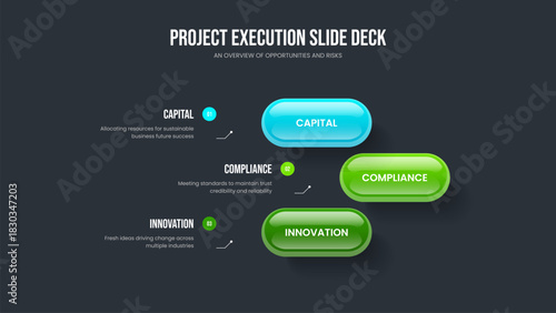 Company Introduction 3 Option Diagram Frame Design. Product Briefing Three Element Infographic Slideshow Template. Professional Launch Presentation Layout Vector Illustration.