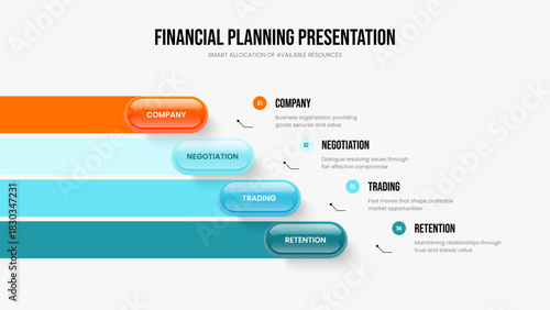 Project Growth 4 Option Diagram Presentation Template. Creative Briefing Four Element Infographic Frame Design. Investor Solution Slide Layout Vector Illustration.